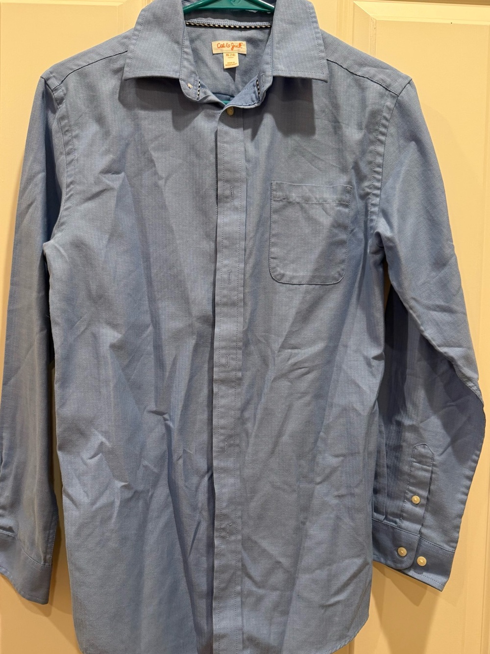 Cat & Jack Light Blue Herringbone Collared Shirt